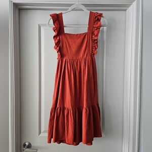 ROMWE Ruffled Orange Mini Dress